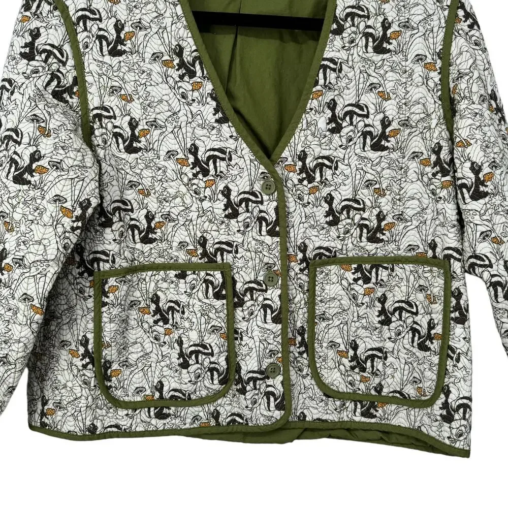 Disney Bambi Quilted Matching Set XS Woodland Print Flower Thumper‎ Green